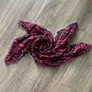 Brand New Betsey Johnson Pink and Black Lace Print Infinity Scarf